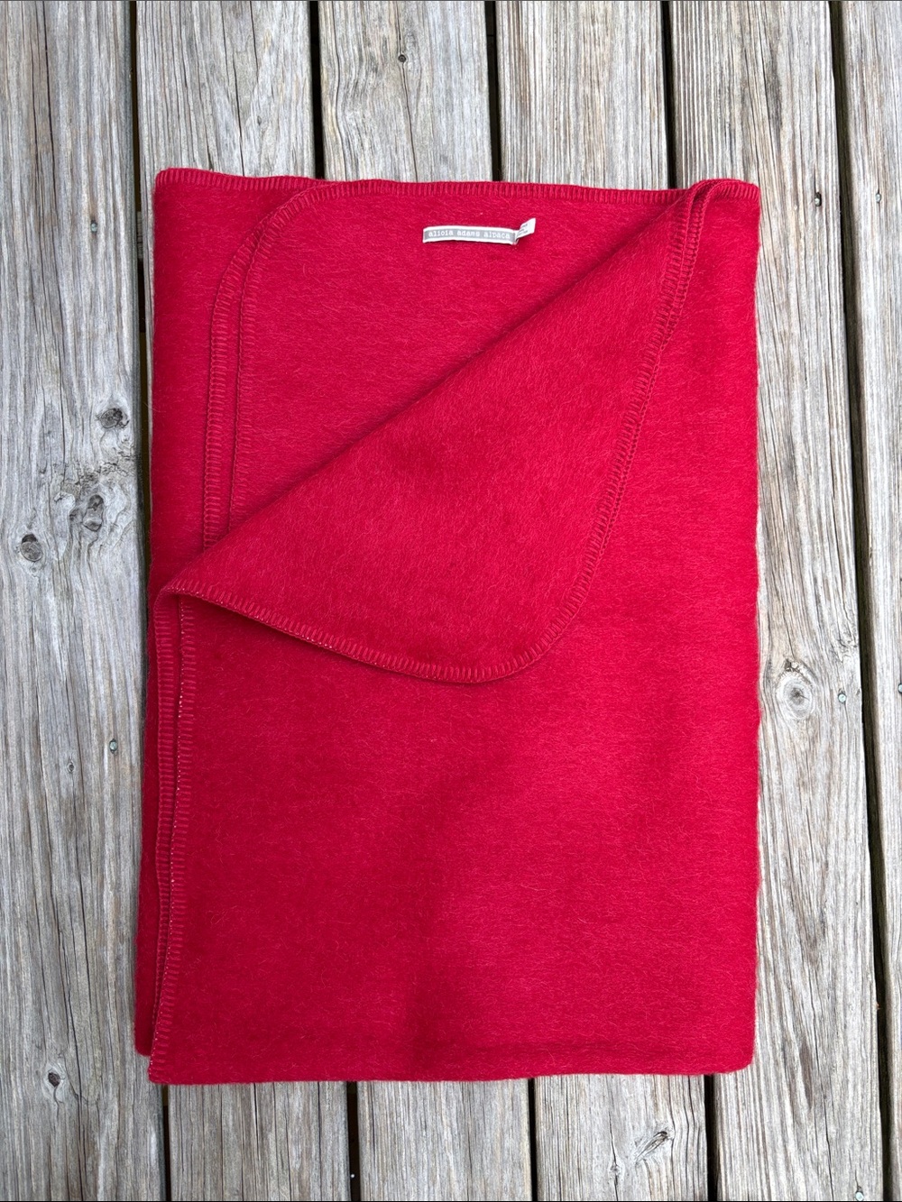 ALICIA ADAMS ALPACA | Red Whipstitch Edging Cozy Field Blanket Made in Peru